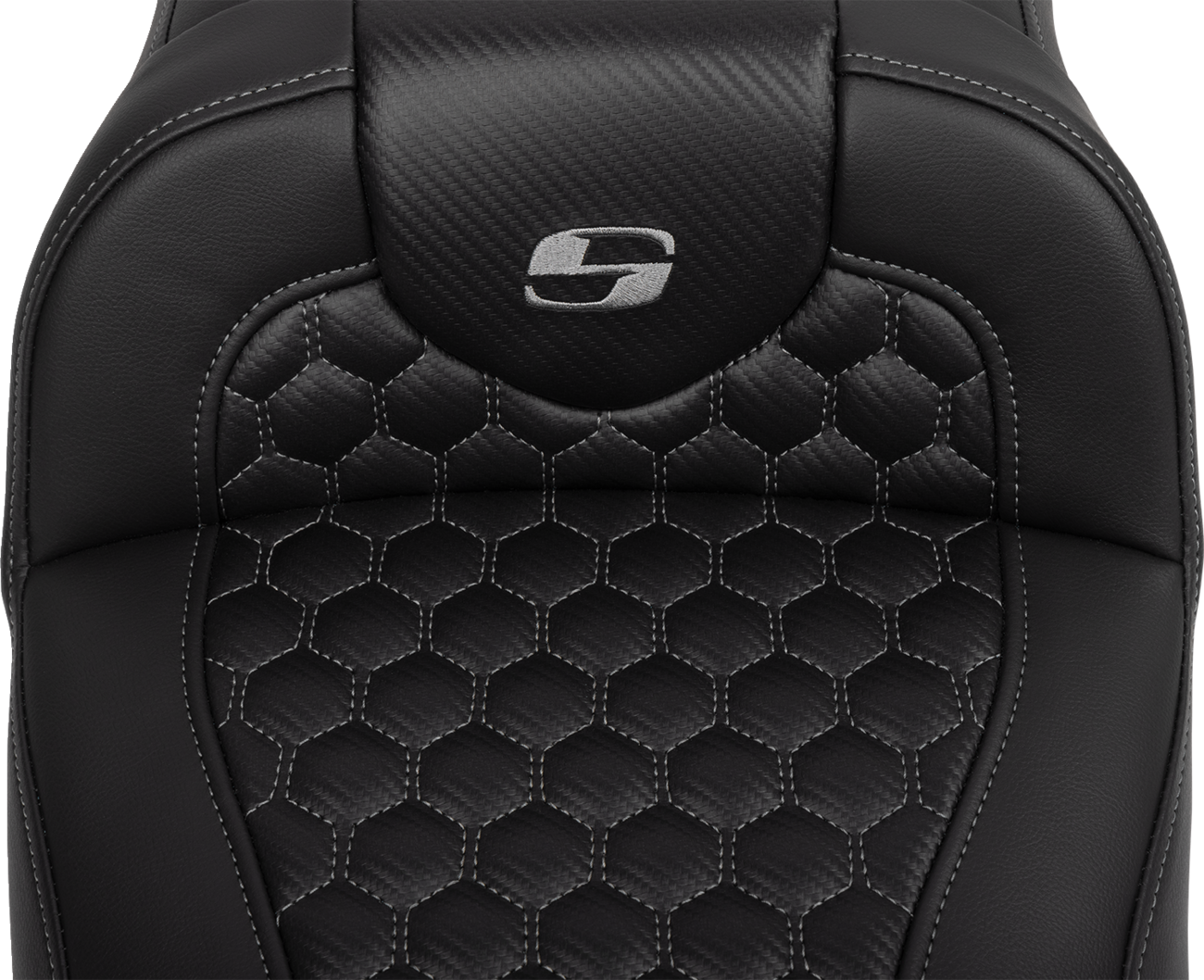 SADDLEMEN Roadsofa™ Extended Reach Seat - with Backrest - Honeycomb - Dark Gray Stitch - FLTR/FLHX '23-'24 823-07-190B2