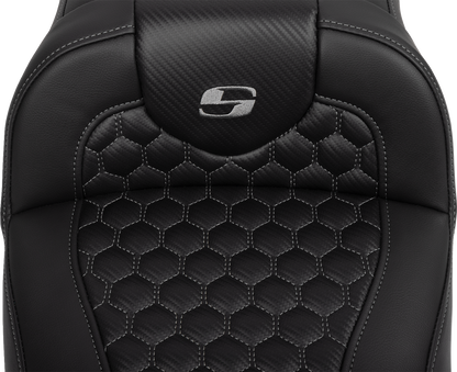 SADDLEMEN Roadsofa™ Extended Reach Seat - with Backrest - Honeycomb - Dark Gray Stitch - FLTR/FLHX '23-'24 823-07-190B2
