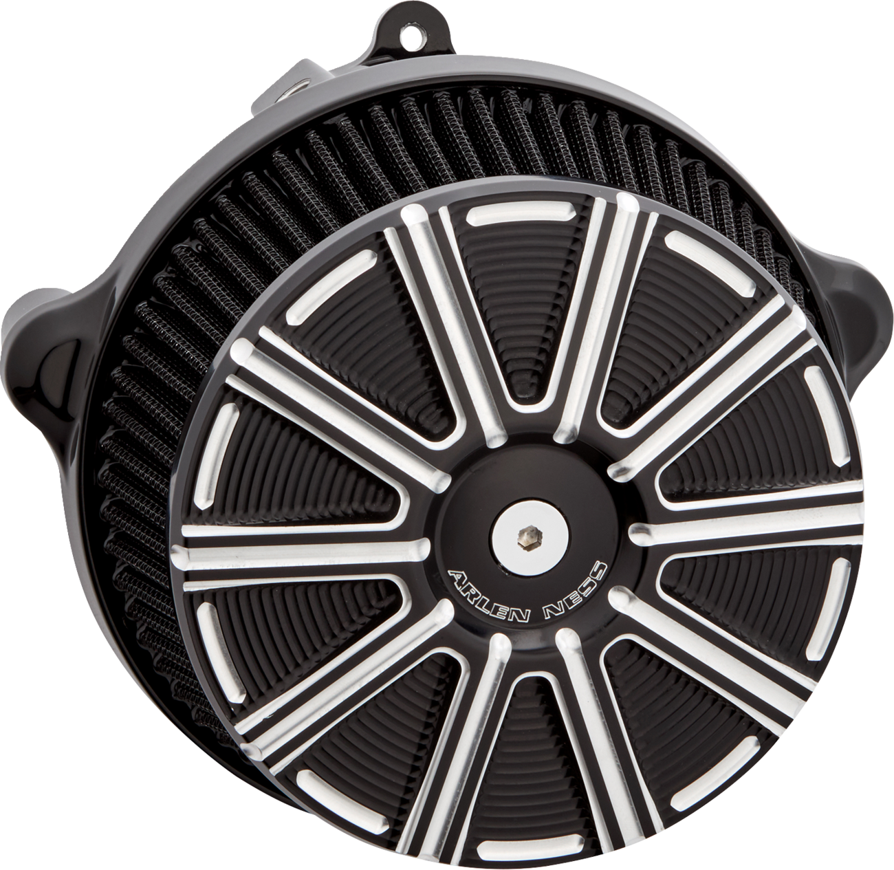 ARLEN NESS Big Sucker™ Stage 1 Air Cleaner Kit with Cover - 10 Gauge - Black with Machined Accents 600-307