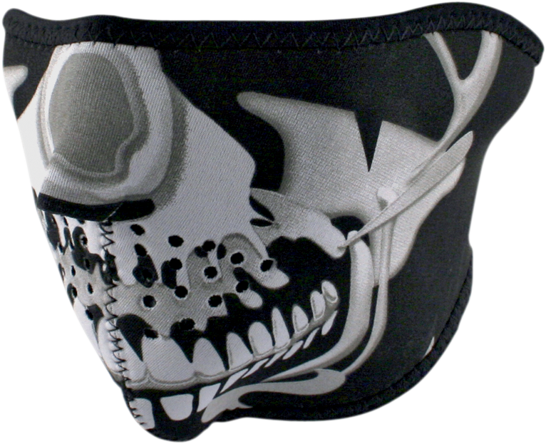 ZAN HEADGEAR Chrome Skull Half Mask WNFM023H - Water-Resistant Neoprene Face Cover for Cold Weather and Outdoor Activities