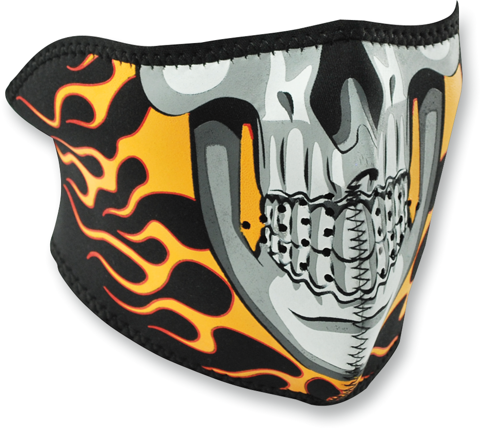 ZAN HEADGEAR Burning Skull Half Mask WNFM061H – Water-Resistant Neoprene Face Cover for Cold Weather and Outdoor Activities