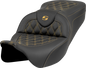 SADDLEMEN Roadsofa™ Seat - Lattice Stitch - Gold Stitch - w/o Backrest - FL '08-'23 808-07B-18207
