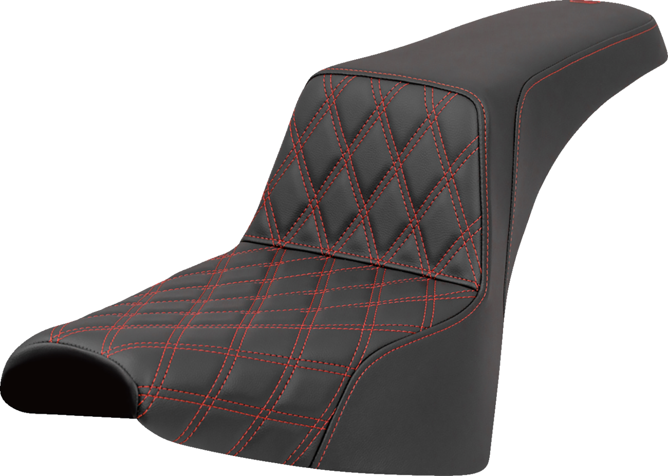 SADDLEMEN Step-Up Seat - Front Lattice Stitch - Red Stitch - FXST/FXBB '18-'25 818-30-17204