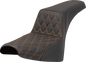 SADDLEMEN Step-Up Seat - Front Lattice Stitch - Orange Stitch - FXST/FXBB '18-'25 818-30-17203