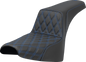SADDLEMEN Step-Up Seat - Front Lattice Stitch - Blue Stitch - FXST/FXBB '18-'25 818-30-17201