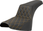SADDLEMEN Step-Up Seat - Front Lattice Stitch - Gold Stitch - FXST/FXBB '18-'25 818-30-17207