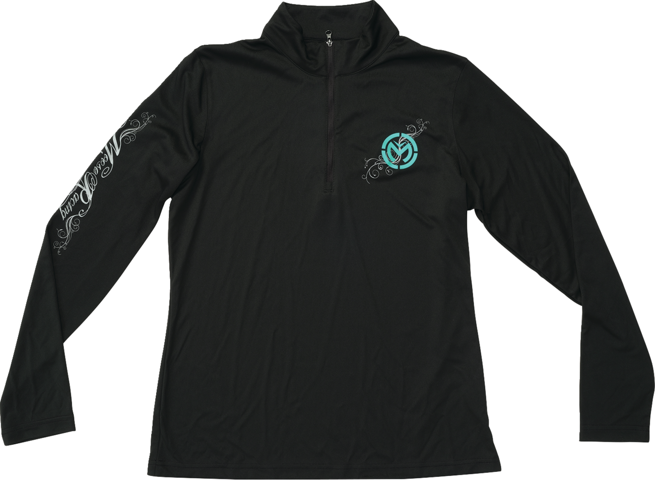 MOOSE OFFROAD Women's Flourish Script Quarter Zip Pullover - Black - Large 3051-1233