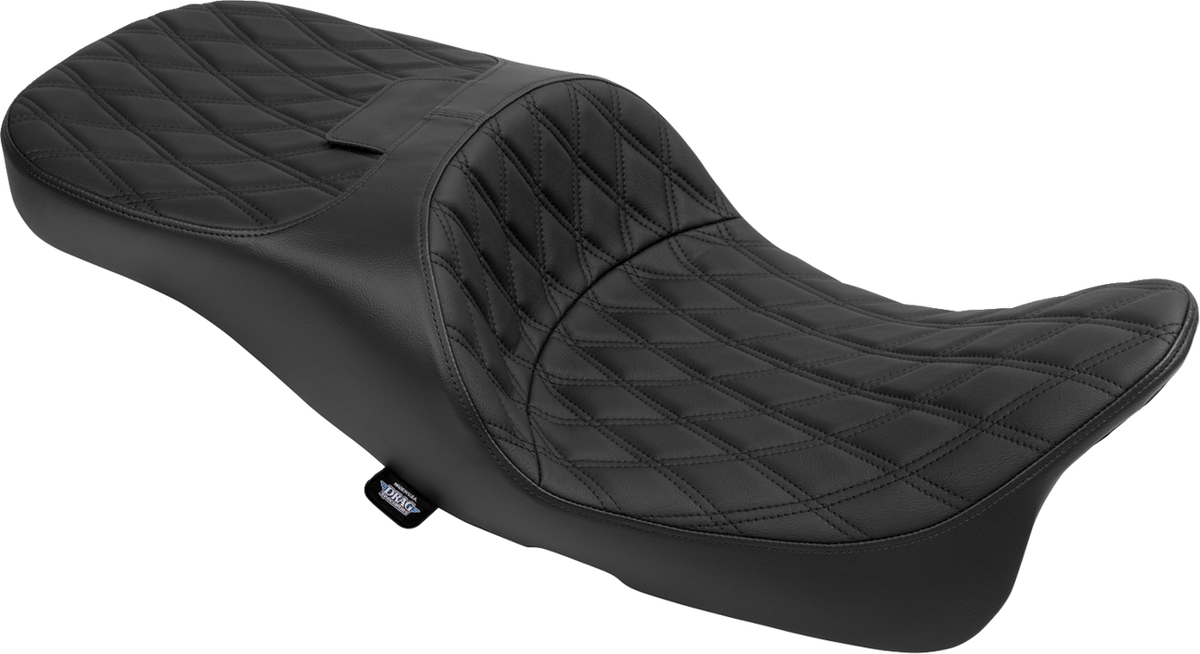 DRAG SPECIALTIES SEATS Extended Reach Freedom Seat - Vinyl - Double Diamond - Black Stitch - FLT/FLH '09-'25 4696B