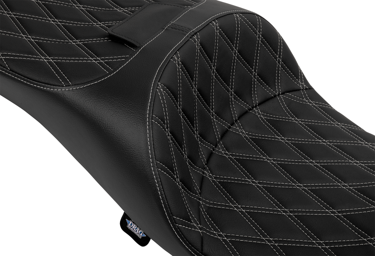 DRAG SPECIALTIES SEATS Extended Reach Freedom Seat - Vinyl - Double Diamond - Silver Stitch - FLT/FLH '09-'25 4696C