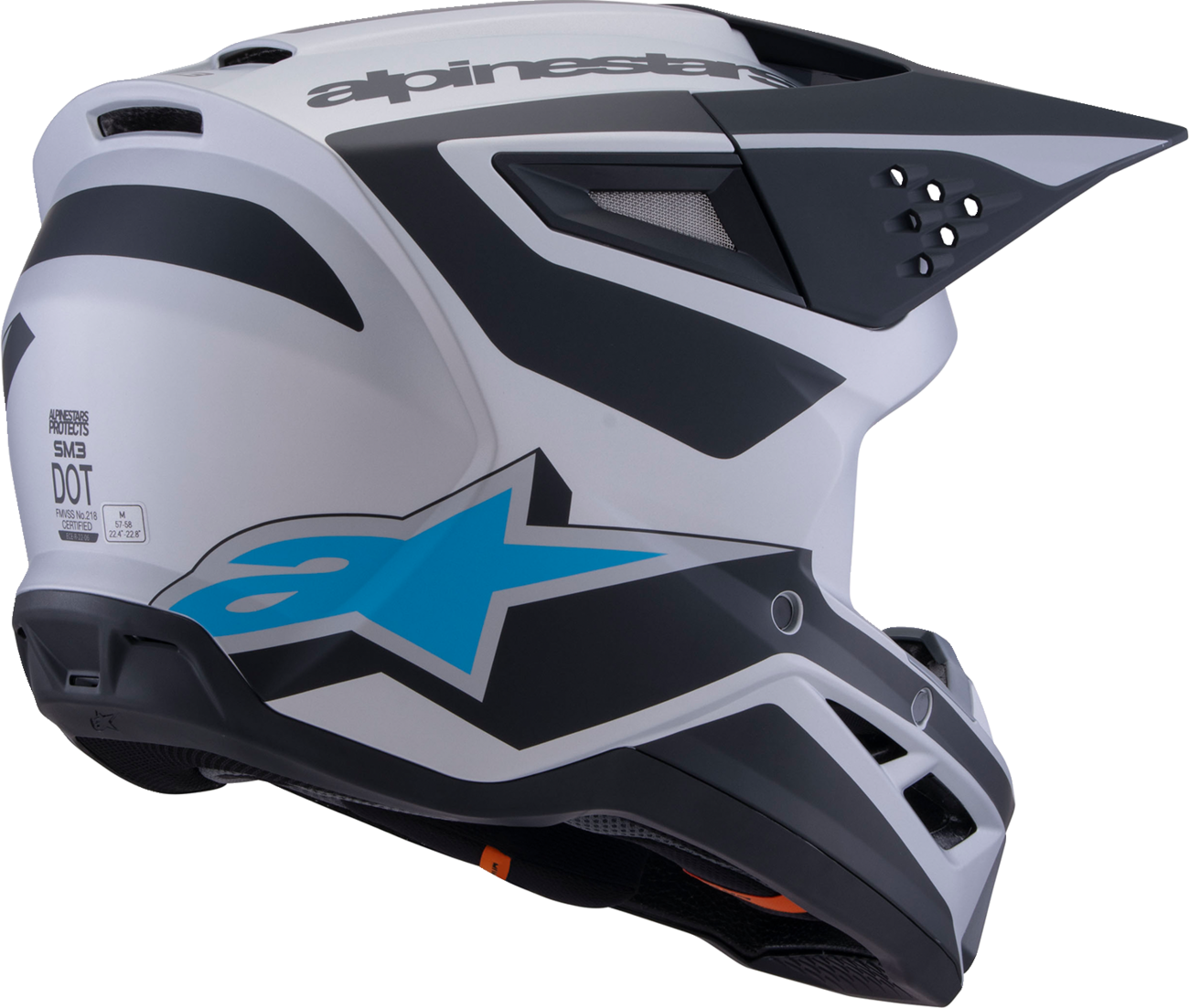 ALPINESTARS SM3 Helmet - Heat - Matte Silver/Blue/Black - Large 8301026-1949-L