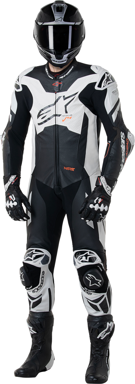 ALPINESTARS GP Plus v4 Sprint 1-Piece Leather Suit - Black/Red Fluo/White - US 42 / EU 52 3150225-1231-52