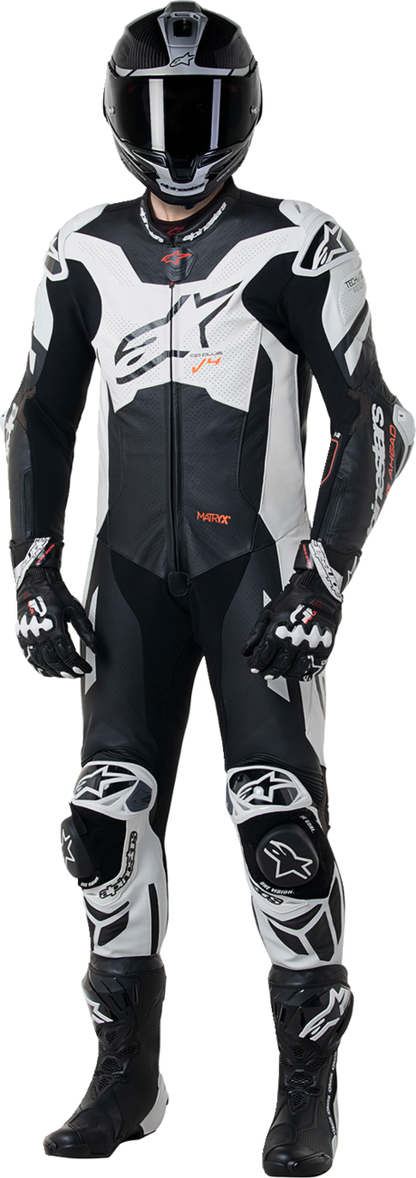 ALPINESTARS GP Plus v4 Sprint 1-Piece Leather Suit - Black/Red Fluo/White - US 38 / EU 48 3150225-1231-48