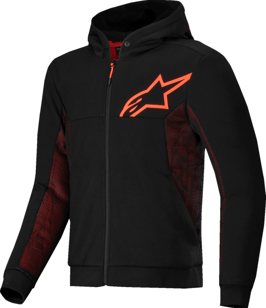 ALPINESTARS Chrome Air Sport Hoodie - Black/Red Fluo - Small 4200425-1030-S