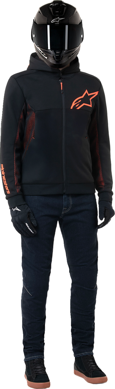 ALPINESTARS Chrome Air Sport Hoodie - Black/Red Fluo - Small 4200425-1030-S