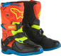 ALPINESTARS Kids Tech 3S Boots - Fluorescent Orange/Fluorescent Yellow/Blue - US 12 / EU 30.5 2014524-4755-12