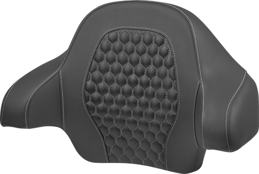 SADDLEMEN Tour Pack Backrest Pad - Honeycomb - Silver Stitching - FLH/FLT '14-'24 814-07-19005