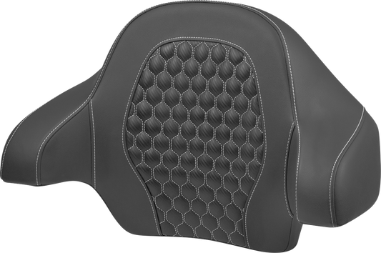 SADDLEMEN Tour Pack Backrest Pad - Honeycomb - White Stitching - FLH/FLT '14-'24 814-07-19006