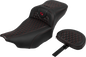 SADDLEMEN Roadsofa™ Extended Reach Seat - with Backrest - Honeycomb - Red Stitch - FLTR/FLHX '23-'24 823-07-190B4