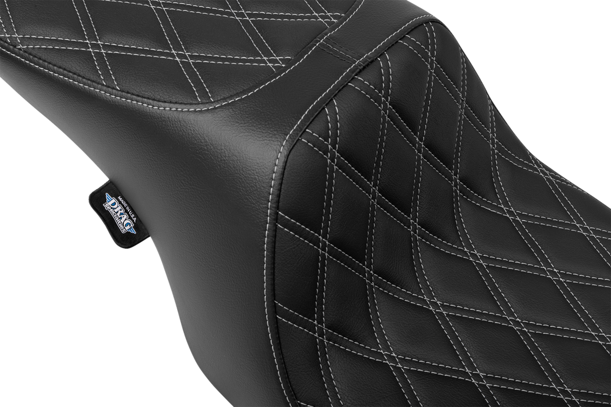 DRAG SPECIALTIES SEATS Predator 2-Up Seat - Vinyl - Double Diamond - Silver Stitching- w/o Backrest - FL '97-'07 4695C