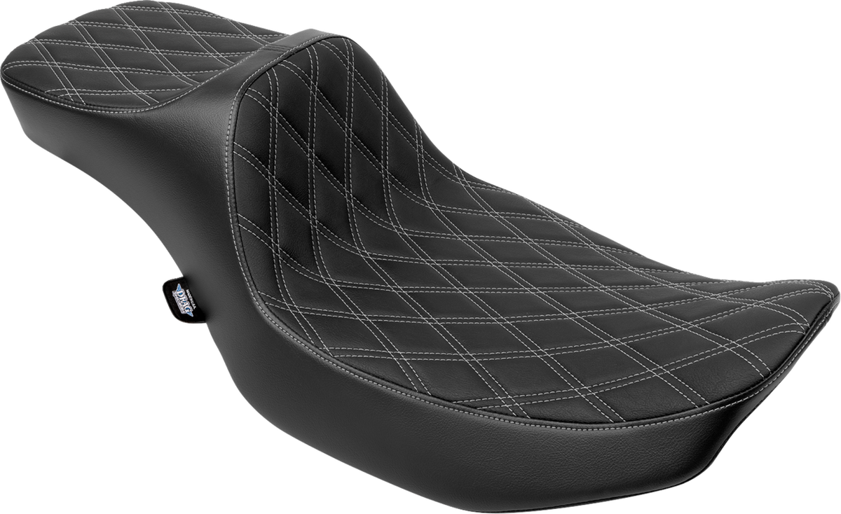 DRAG SPECIALTIES SEATS Extended Reach Predator III Seat - Double Diamond - Silver Stitching - Vinyl - FLH/FLT '23-'24 4705C
