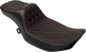 DRAG SPECIALTIES SEATS Extended Reach Predator III Seat - Double Diamond - Red Stitching - Vinyl - FLH/FLT '23-'24 4705D