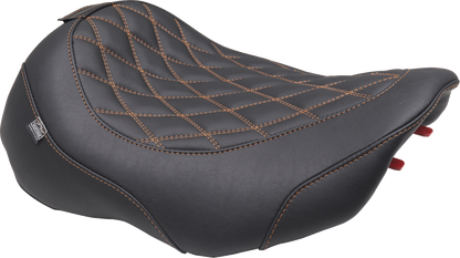 MUSTANG Wide Tripper™ Seat - Solo - Mandarin Orange Stitching - FLT/FLH '23-'25 89503MO