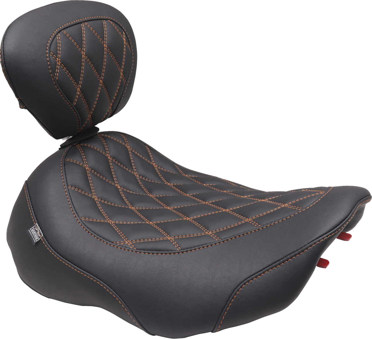 MUSTANG Wide Tripper™ Seat - Solo - Mandarin Orange Stitching - FLT/FLH '23-'25 89503MO