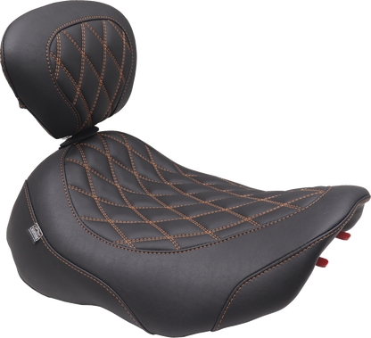 MUSTANG Wide Tripper™ Seat - Solo - Mandarin Orange Stitching - FLT/FLH '23-'25 89503MO
