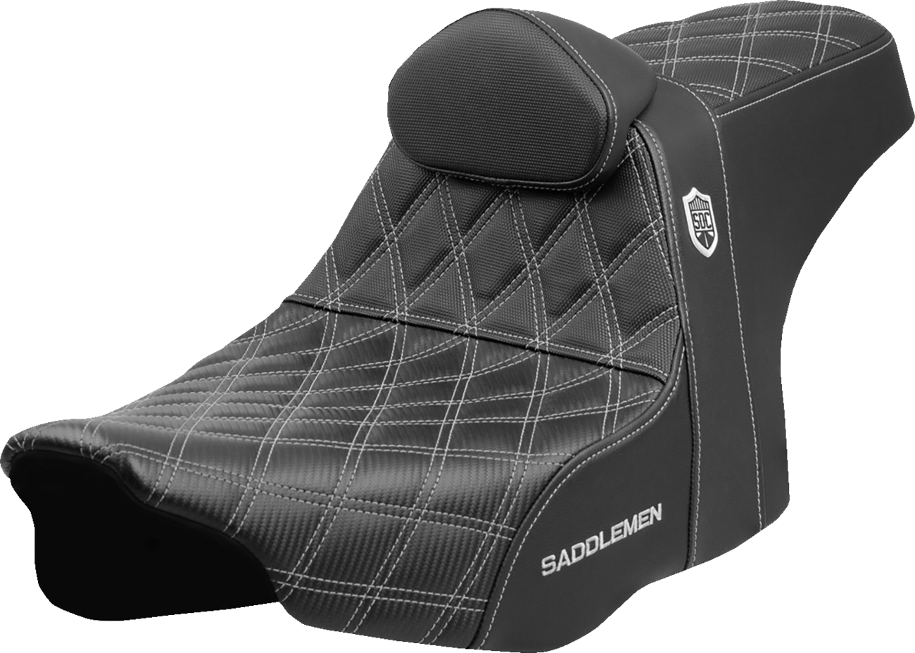 SADDLEMEN Pro Series SDC Performance Seat - Silver Stitching - w/ Backrest - FLT/FLH '23-'25 SC82307DB5