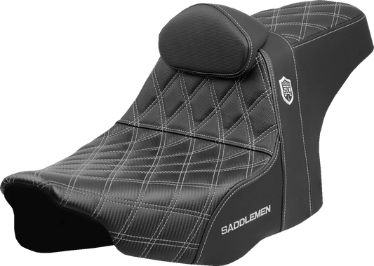 SADDLEMEN Pro Series SDC Performance Seat - Silver Stitching - w/ Backrest - FLT/FLH '23-'25 SC82307DB5