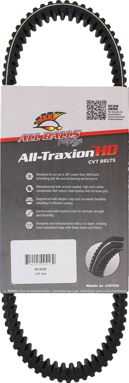 ALL BALLS All Traxion CVT Belt 25-9025 for Ranger 570/1000 — Heavy-Duty Performance