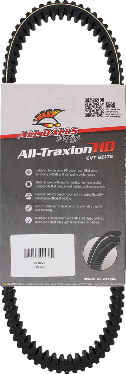 ALL BALLS All Traxion CVT Belt 25-9025 for Ranger 570/1000 — Heavy-Duty Performance