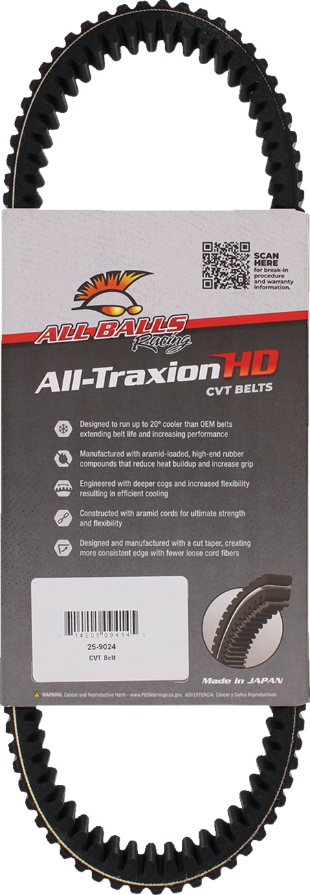 ALL BALLS All Traxion CVT Heavy-Duty Belt for Wolverine X2/X4 850 - Part #25-9024