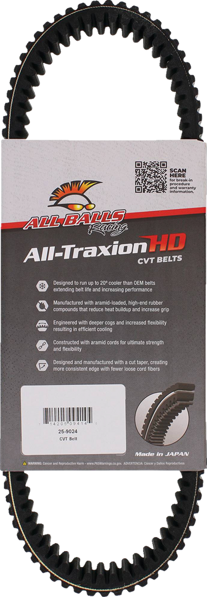 ALL BALLS All Traxion CVT Heavy-Duty Belt for Wolverine X2/X4 850 - Part #25-9024