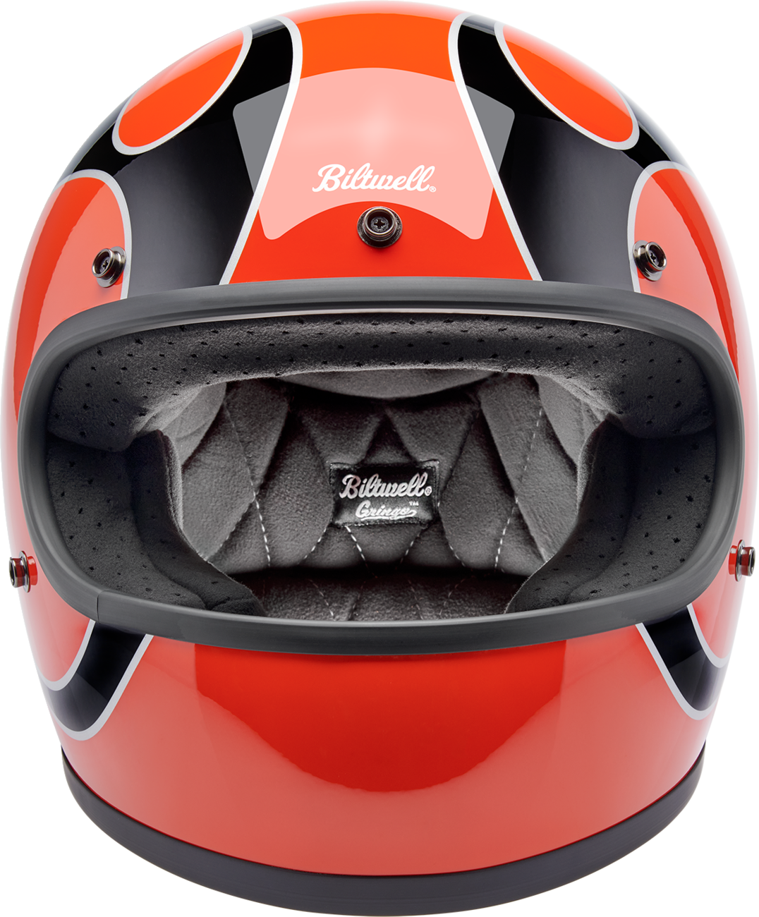 BILTWELL Gringo Helmet - Flames - Competition Orange - Small 1002-593-502