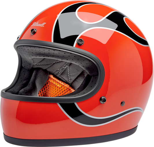 BILTWELL Gringo Helmet - Flames - Competition Orange - Medium 1002-593-503