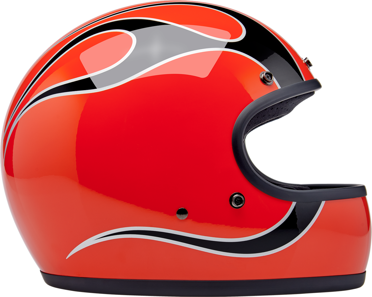 BILTWELL Gringo Helmet - Flames - Competition Orange - Medium 1002-593-503