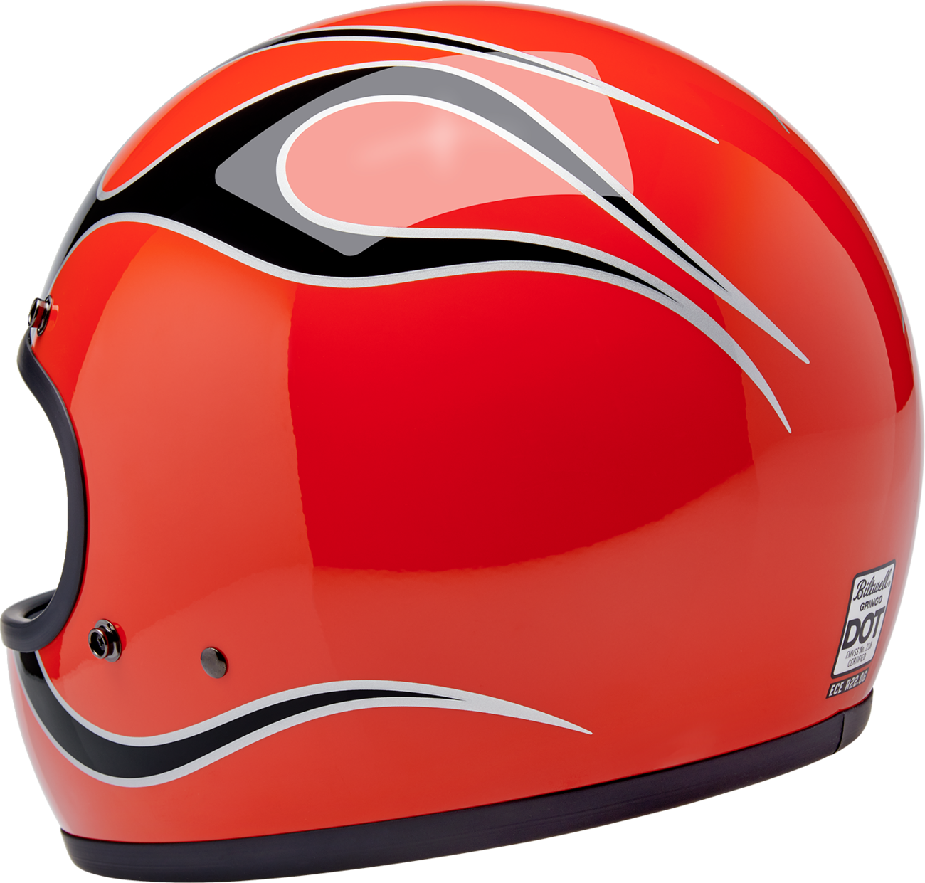 BILTWELL Gringo Helmet - Flames - Competition Orange - Medium 1002-593-503