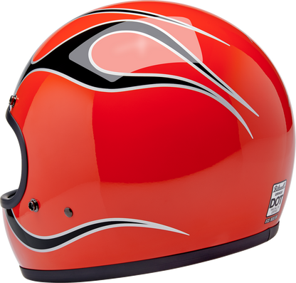 BILTWELL Gringo Helmet - Flames - Competition Orange - Medium 1002-593-503