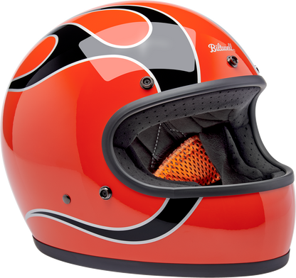 BILTWELL Gringo Helmet - Flames - Competition Orange - Large 1002-593-504