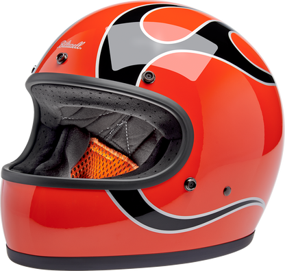 BILTWELL Gringo Helmet - Flames - Competition Orange - XL 1002-593-505