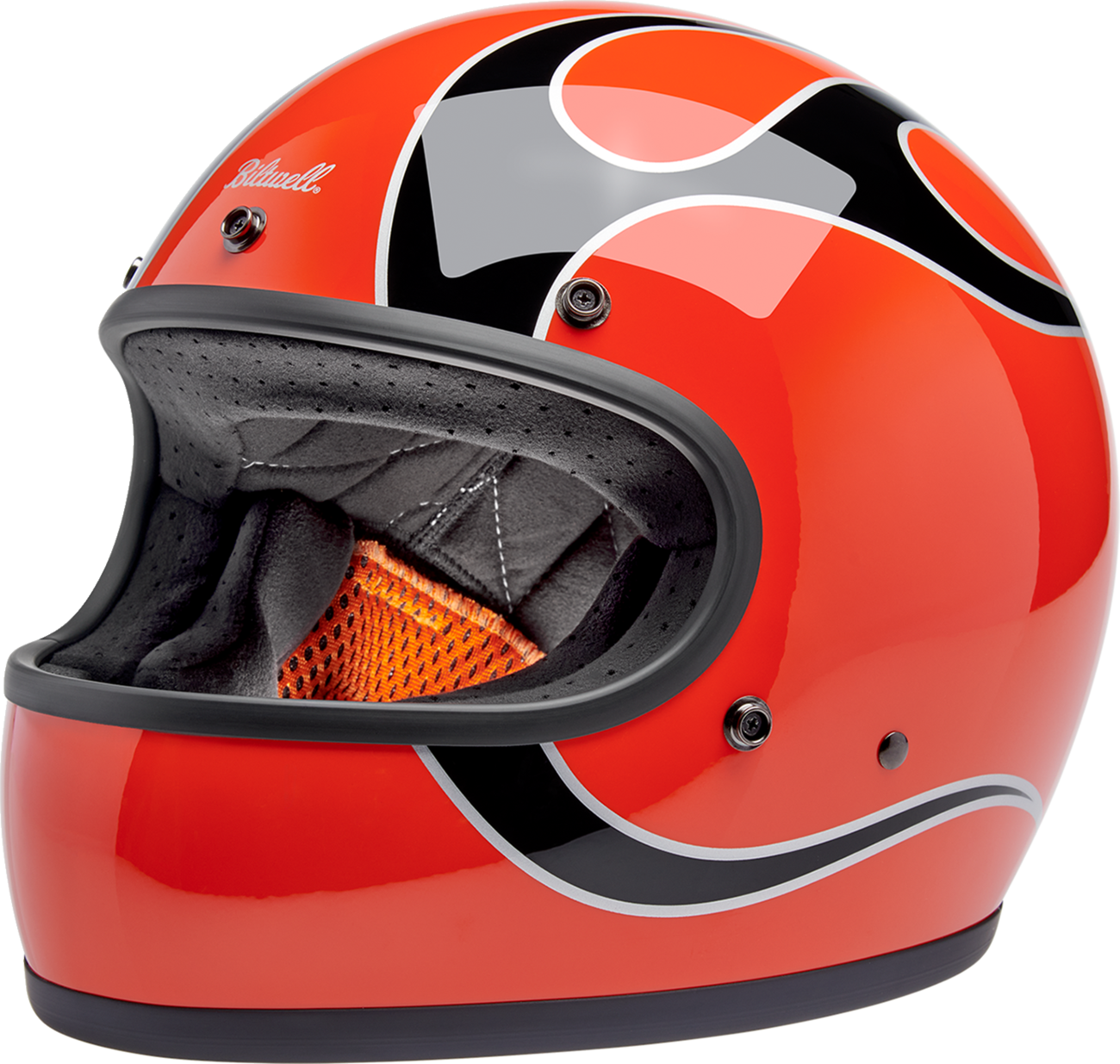 BILTWELL Gringo Helmet - Flames - Competition Orange - 2XL 1002-593-506