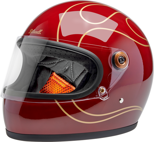 BILTWELL Gringo S Helmet - Flames - Gloss Garnet Red - XS 1003-594-501