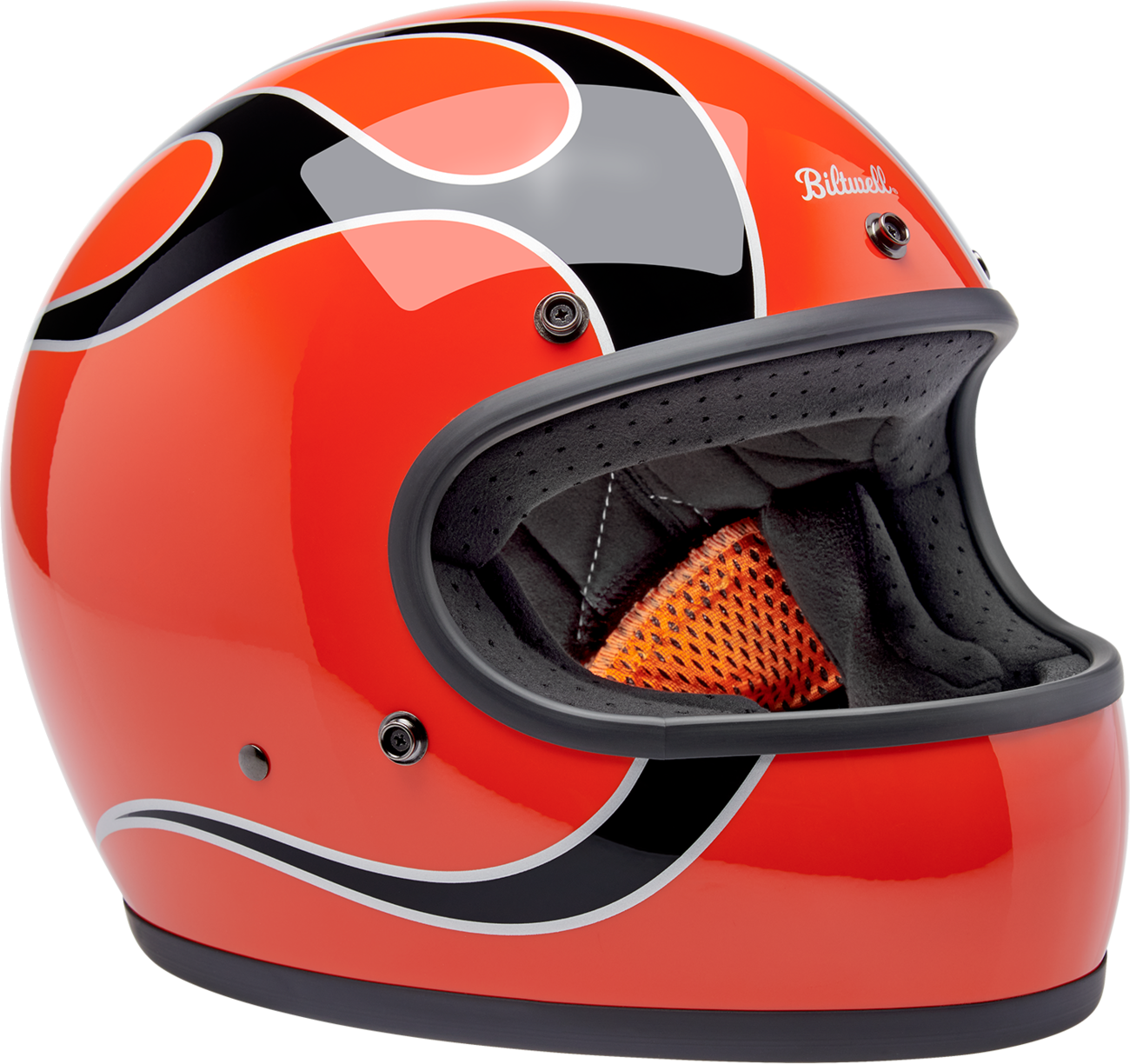 BILTWELL Gringo Helmet - Flames - Competition Orange - 2XL 1002-593-506