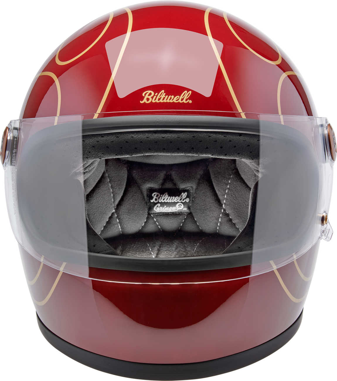 BILTWELL Gringo S Helmet - Flames - Gloss Garnet Red - XS 1003-594-501