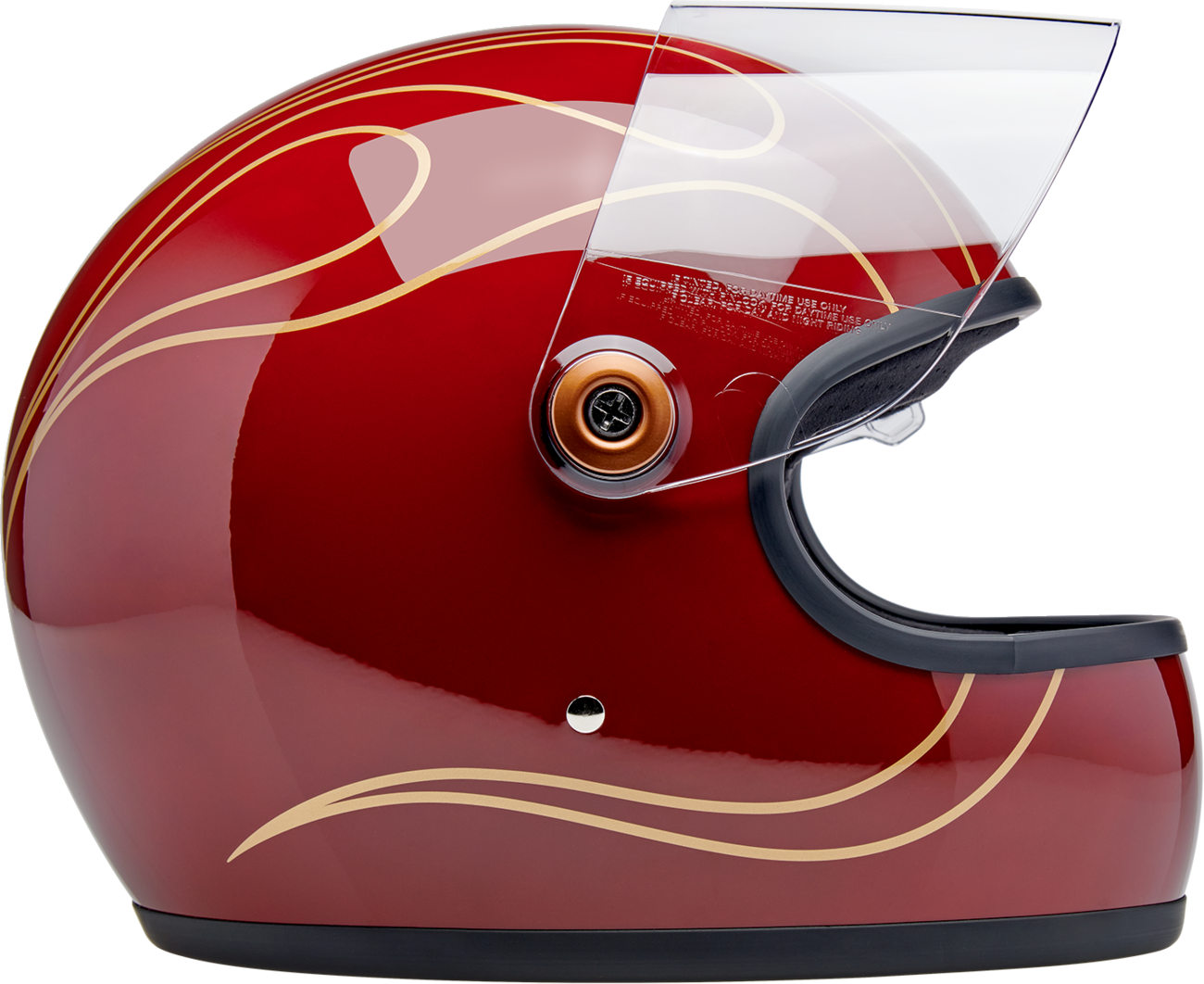 BILTWELL Gringo S Helmet - Flames - Gloss Garnet Red - XS 1003-594-501