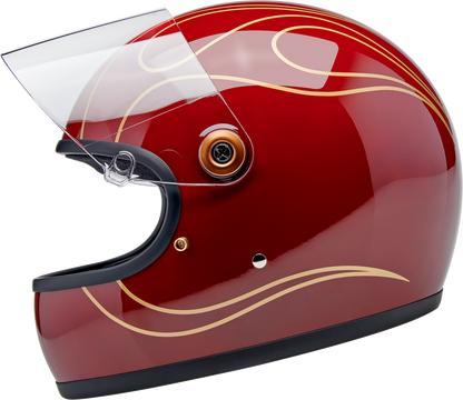 BILTWELL Gringo S Helmet - Flames - Gloss Garnet Red - Small 1003-594-502