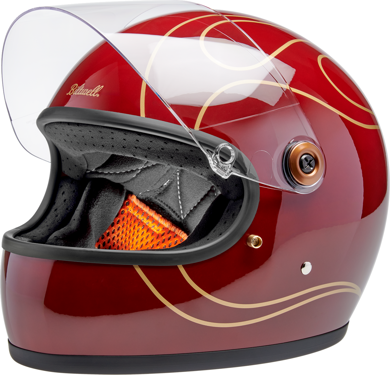 BILTWELL Gringo S Helmet - Flames - Gloss Garnet Red - Medium 1003-594-503