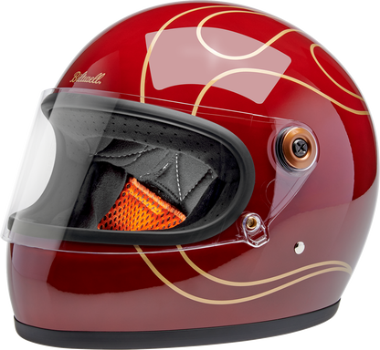 BILTWELL Gringo S Helmet - Flames - Gloss Garnet Red - Large 1003-594-504