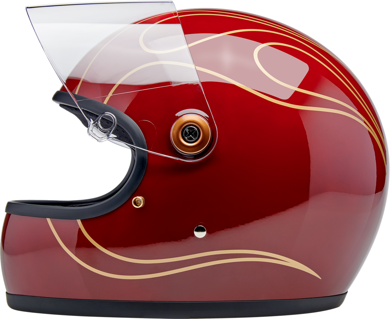 BILTWELL Gringo S Helmet - Flames - Gloss Garnet Red - Medium 1003-594-503